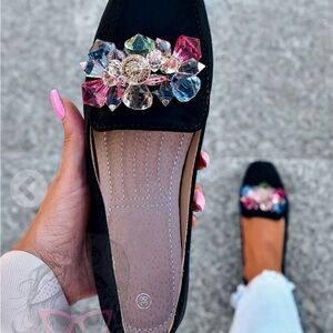 Embellished Black Loafers